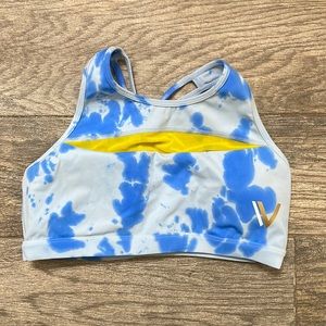 Vull blue tie dye sports bra, size large